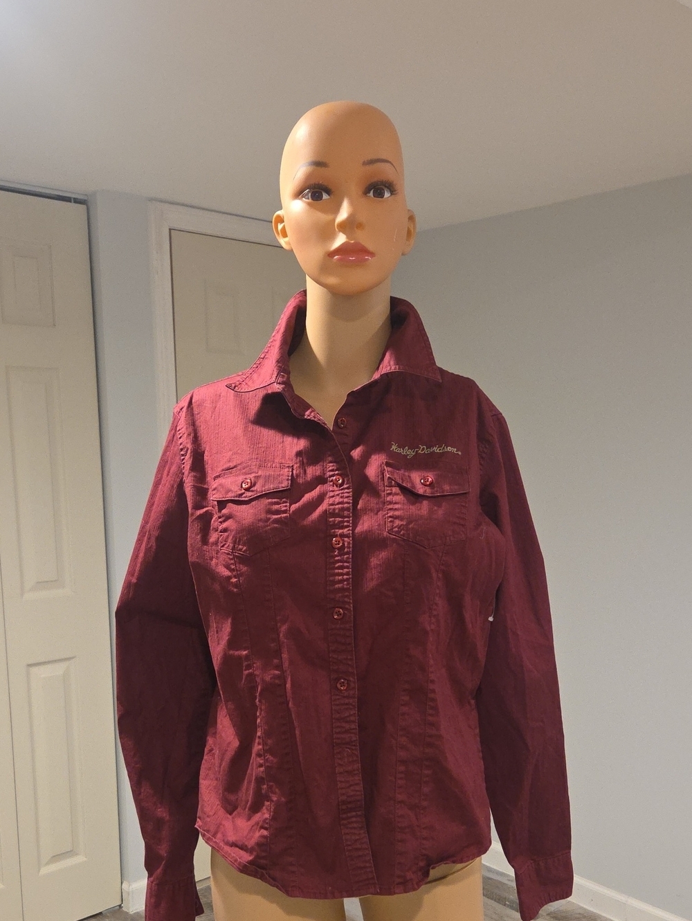Harley-Davidson Women's Burgundy Button-Up Shirt